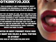 Preview 1 of Hotkinkyjo in sexy fishnet fuck her ass with many big dildo & anal fisting in studio