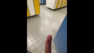 Risky Cumshot In A Public Swimming Pool Changing Room