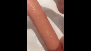 make pussy ready for two cocks. with 22 inch dildo