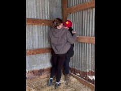 Sexy Lesbian Farmers Kiss And Touch Each Other In The Barn