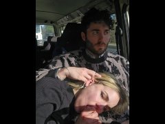 Car bj happy tasty cum in mouth