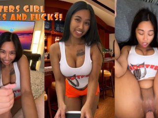 Screen Capture of Video Titled: Fucking the Slutty Hooters Waitress!