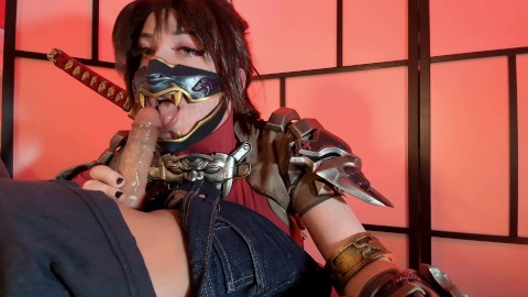 Taki Cosplayer gagging hard on sloppy BJ