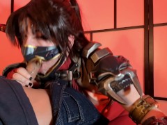 Taki Cosplayer gagging hard on sloppy BJ