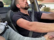 Preview 3 of Jerking Him Off and Sucking Big Cock While Driving with Jamie Stone