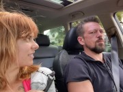 Preview 4 of Jerking Him Off and Sucking Big Cock While Driving with Jamie Stone
