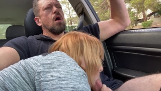 Jerking Him Off and Sucking Big Cock While Driving with Jamie Stone