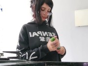 Preview 1 of Sitting and blowjob a delicious cucumber