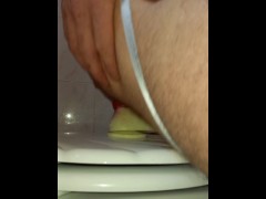 Riding a knotted fantasy dildo dressed in lingerie 3 alternative views