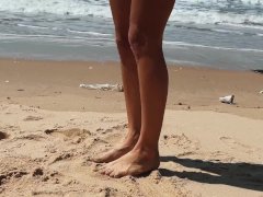 Teen Girl on a wild Nudist Beach jerks off