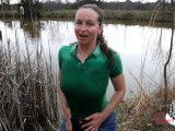 Soaked Polo Shirt MILF Tits, Wet Blue Jeans, Outdoors At The Pond