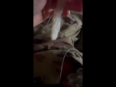 Horny army soldier jerks off and fills a condom!