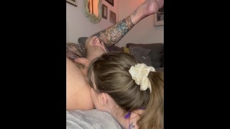 Evie blows me a bit and licks my hole.