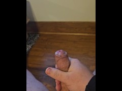 P.O.V. stroking my uncut cock until I cum