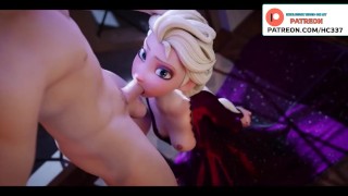 Frozen 2 pijpbeurt van Elsa in zijn koude kasteel - Disney Hentai Animation 4K 60Fps