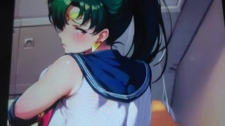 Sailormoon recebendo homenagens por trás do JIZZ TRIBUTE