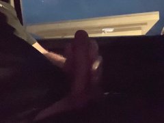 Stroking my cock in Public parking lot