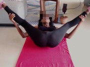 Preview 2 of Black in yoga session gets fucked  and cum on her tight pants
