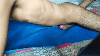 Handsfree!! 18YO Skinny fit Guy Moaning while Humping Bed - CumBlush