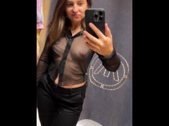 Trying on see through shirt in public! - Screenshot 14 of 16 - Public
