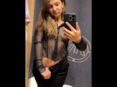 Trying on see through shirt in public! - Screenshot 4 of 16 - Public