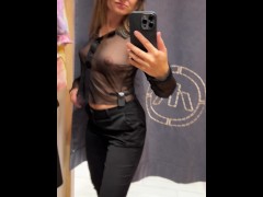Trying on see through shirt in public! - Screenshot 9 of 16 - Public
