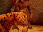 Preview 1 of Leopard girl fucks monster cock in furry sex from Wild life