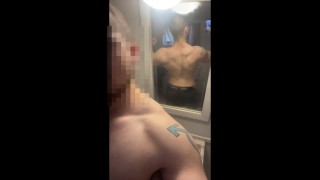 FTM flexes back muscles and does pull-ups