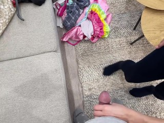 Amazingly Beautiful Petite Blonde Big Tits Wife in See Through Leggings makes Friend of Husband Cum