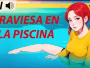 Preview 1 of JOI hentai, traviesa en la piscina. Voz española.
