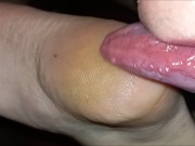 Preview 5 of Worshipping hands and sweaty feet and covering her soles with cum