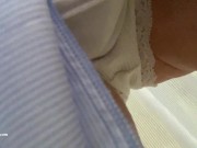 Preview 3 of Hot Rubbing pussy under skirt. Fetish in the public place. Real amateur video