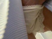 Preview 6 of Hot Rubbing pussy under skirt. Fetish in the public place. Real amateur video