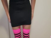 Preview 2 of Sissy Wearing a Diaper Under Her Skirt