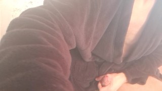 Outdoor play.edging my big cock