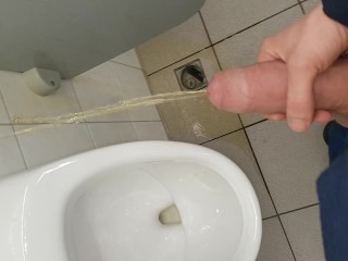 pissing and cumming all over on public toilet again Video