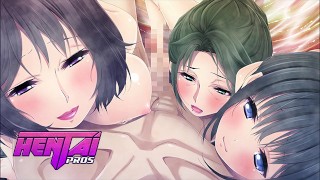 HENTAI PROS - After Losing A Game, Tatsuhito's In-Laws Demanded His Cock All Over Onsen