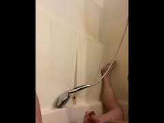 I cum with my shower head and it goes all over me.