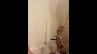 I cum with my shower head and it goes all over me.