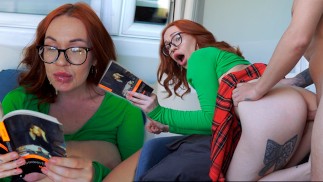 My hot neighbor was so engrossed in a book that she didn't notice my hard dick inside her.