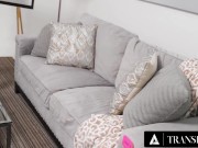 Preview 1 of TRANSFIXED - Aroused Trans Couple Erica Cherry & Claire Tenebrarum Fuck In Furniture Store