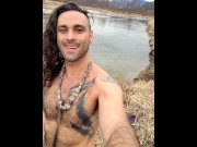 Preview 1 of Skinnydipping outdoors with your favorite tattooed hairy man