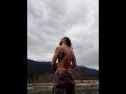 Preview 2 of Skinnydipping outdoors with your favorite tattooed hairy man
