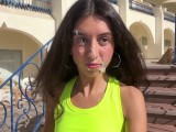 Fit girl loves to fuck after training, get a facial and walk with sperm in public - Cumwalk