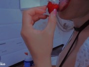 Preview 1 of Trailer.🍓Whipped Cream/Strawberry/Juicy Pussy in the Kitchen🍓