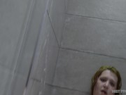 Preview 2 of BBW Busty Alt Teen In A Steamy Shower Fucks A Dildo In Doggy