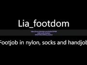Preview 1 of Sexy footjob in nylon, socks and finished handjob!