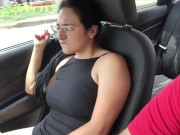 Preview 6 of My wife inserts her favorite lush toy into her pussy and enjoys the pleasure and cums in the car sea
