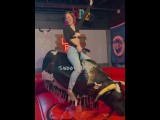 Slutty college girl flashes the whole bar while riding mechanical bull
