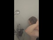 Preview 1 of GINGER hunk takes a SHOWER with his DILDO. such a greedy FAT ASS